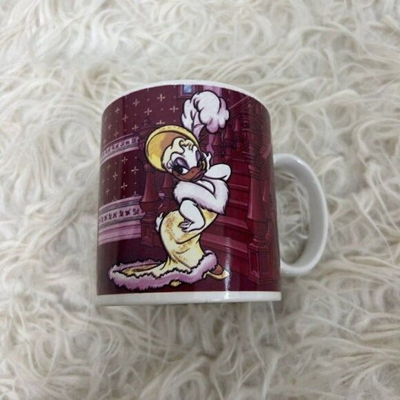 Vintage Walt Disney Mug Fancy Donald And Daisy Duck Applause Mug Maroon & White - Picture 1 of 9